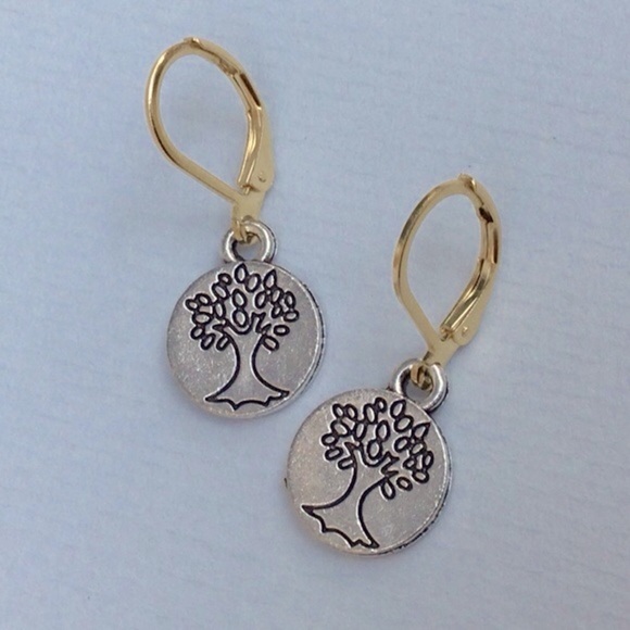 Sundance Charm Artisan Earrings tree of life silver gold plated - Picture 3 of 7